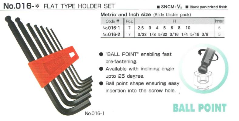 016-1-data Bộ lục giác với 7 cỡ từ 2.5 đến 10mm, Eight 016-1,