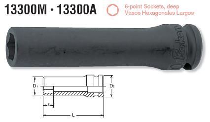 13300m-dau-khau Đầu khẩu 13300M, đầu socket Koken 3/8 inch, khẩu Koken,