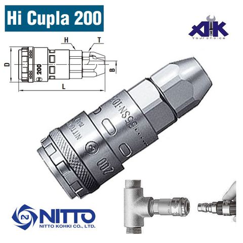 200-65sn-image-1-1 Đầu nối khí nén Nitto, Nitto 200-65SN, 200-80SN, đầu nối khí nén với dây khí