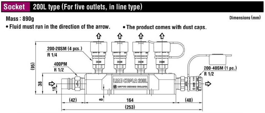 200-l Bộ đầu chia khí nén Nitto, Nitto 200L,