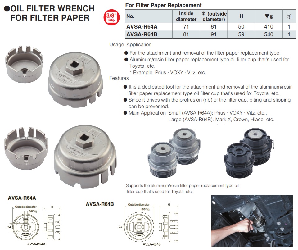 avsa-r64a-details Vam tháo lọc dầu Toyota, AVSA-64A, vam tháo lọc giấy, tháo lọc dầu Toyota, KTC AVSA-64A