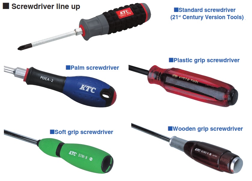 screwdriver-line-up Các loại tô vít của KTC Nhật, tô vít nhập khẩu, tô vít