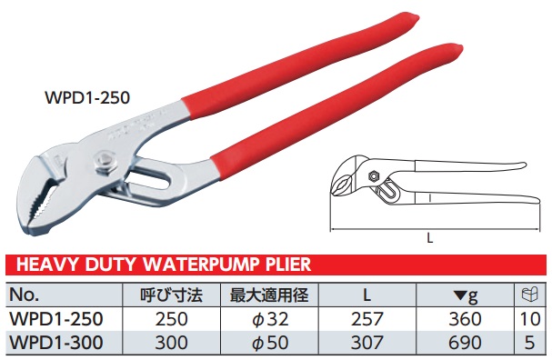 wpd1-spec Kìm mỏ quạ, KTC WPD1-260, kìm ống, kìm mỏ cong, kìm răng
